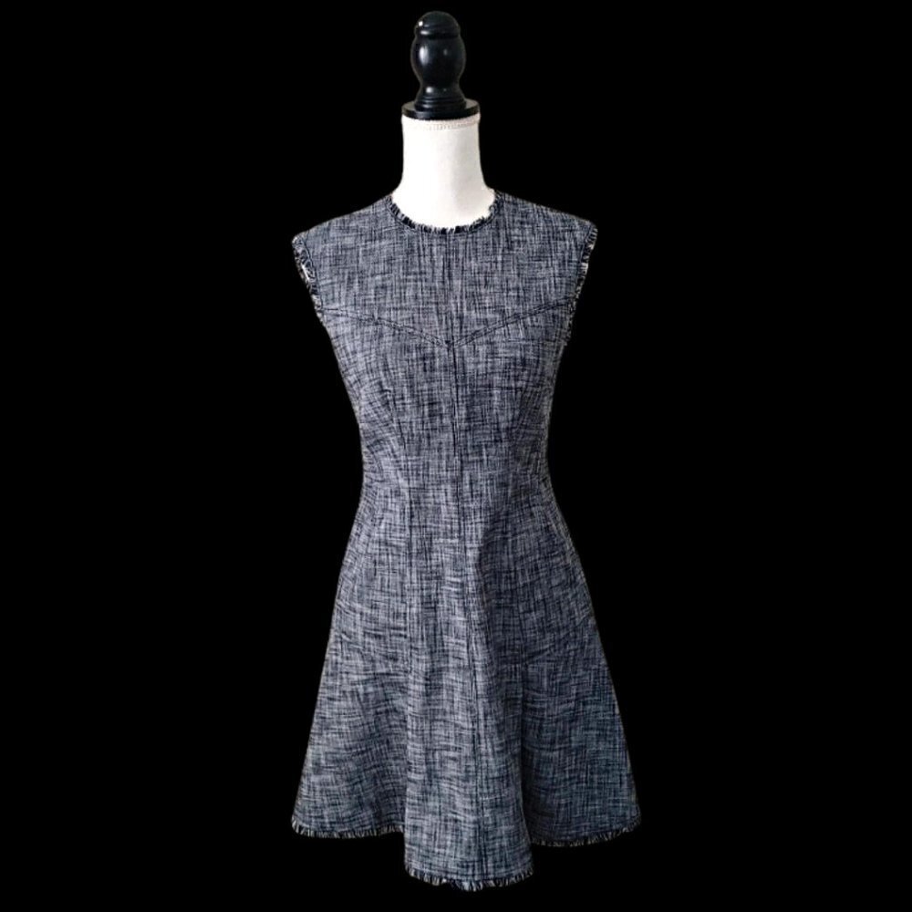 NWOT Rebecca Taylor Sleeveless Slub Suiting Gray Drop Waist Dress Size 4
